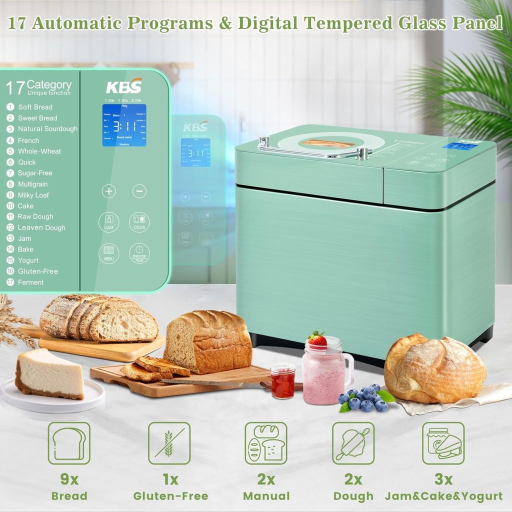 4. KBS 2.2LB 710W Convection Bread Machine – Best Feature-Packed Bread Maker with Nut Dispenser