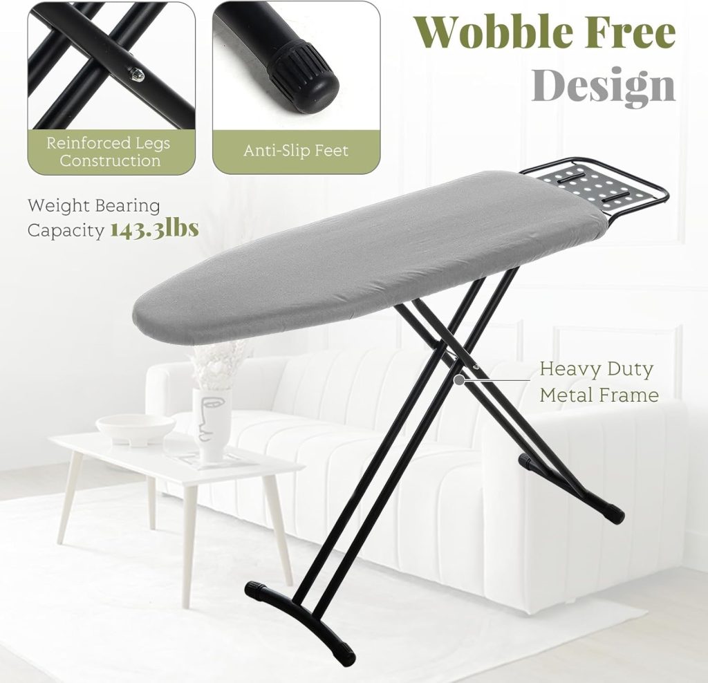 4. RAINHOL 43 x 13-Inch Heavy-Duty Ironing Board — Best Compact Full-Size Ironing Board with Iron Rest