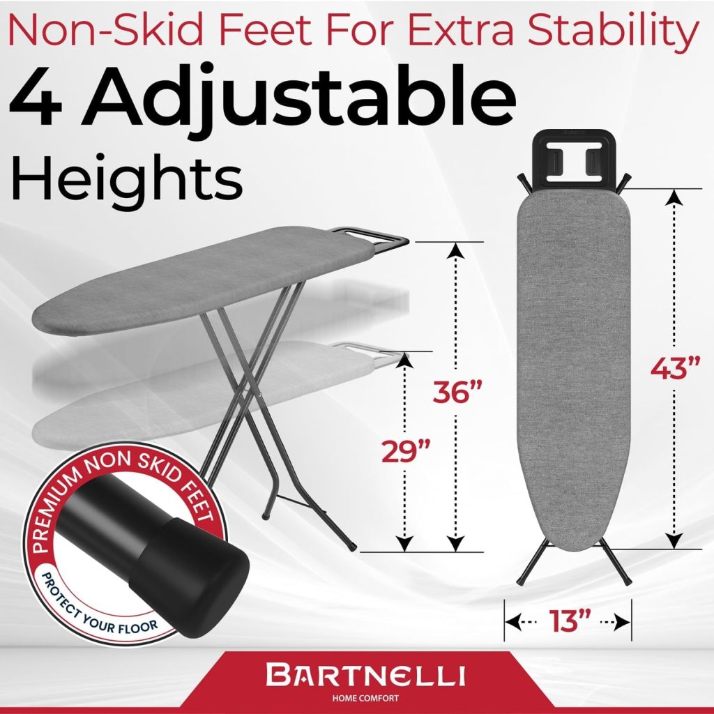 5. Bartnelli by Rorets 43 x 13-Inch Ironing Board — Best Premium Ironing Board for Stability