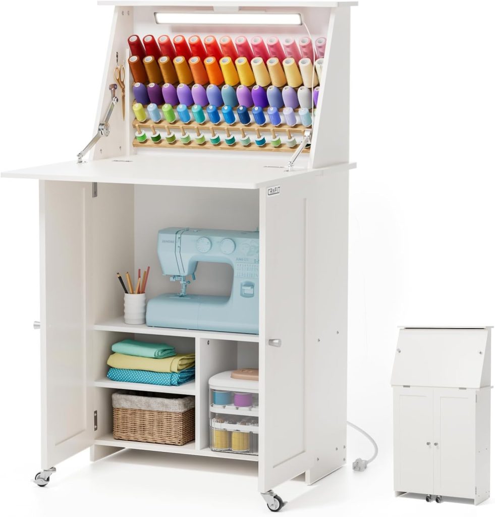 5. Crafit Sewing Table with Lights and Charging Station — Best Sewing Table for Organized Craft Rooms