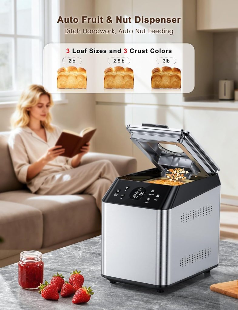 5. KBS 750W Programmable Bread Maker, 3LB Ceramic Pan – Best Large-Capacity Bread Machine for Families