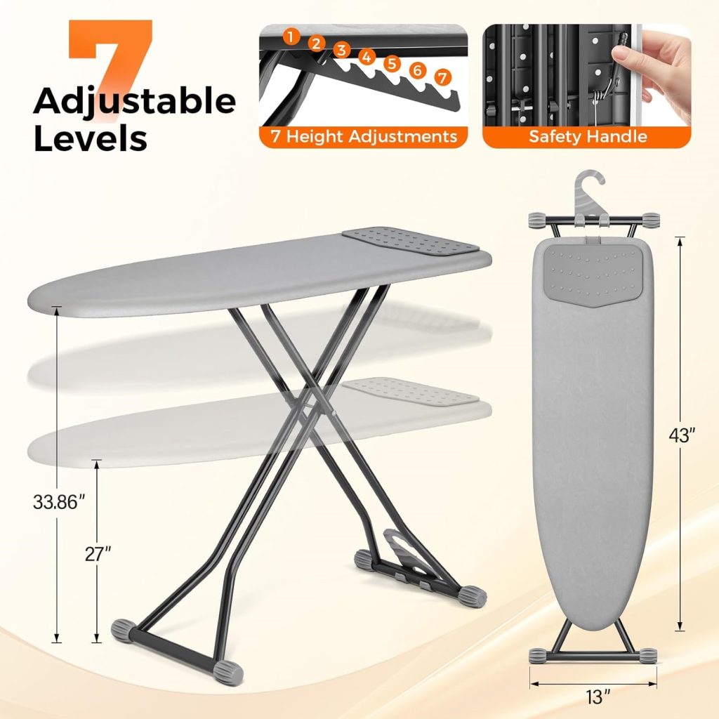 6. APEXCHASER 13 x 43-Inch Compact Ironing Board — Best Space-Saving Ironing Board with Silicone Mat
