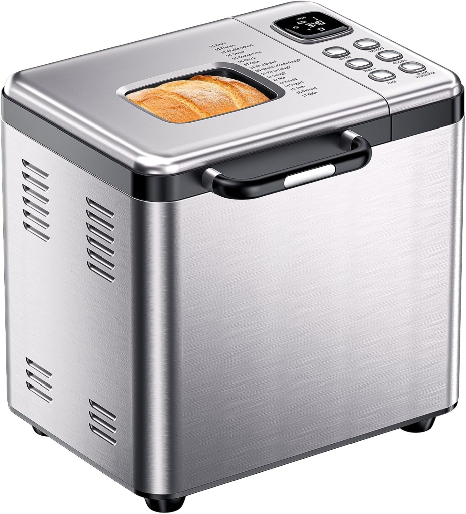 2LB Stainless Steel Bread Machine 17-in-1 Automatic Settings