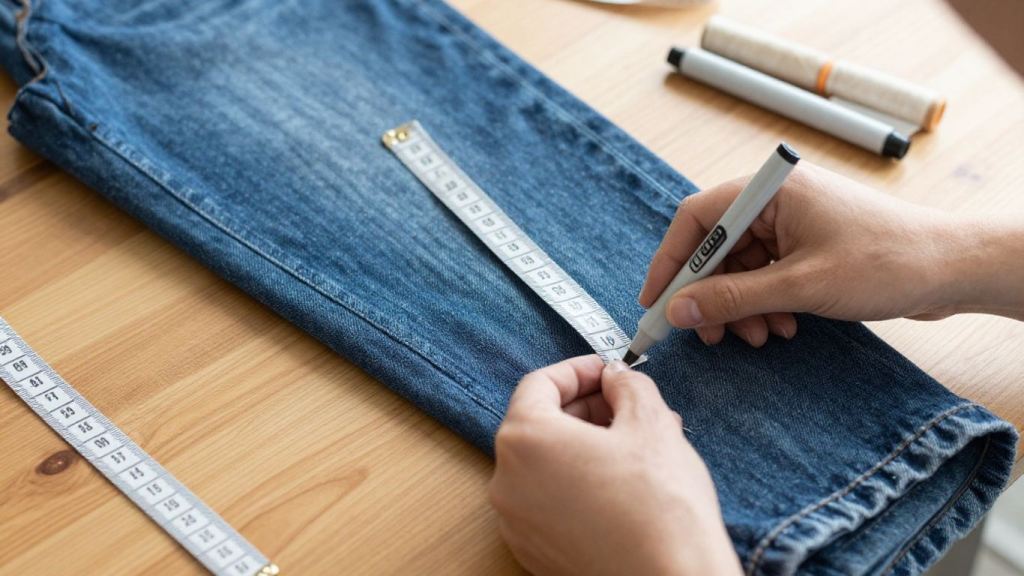 Preparing Jeans Before Hemming