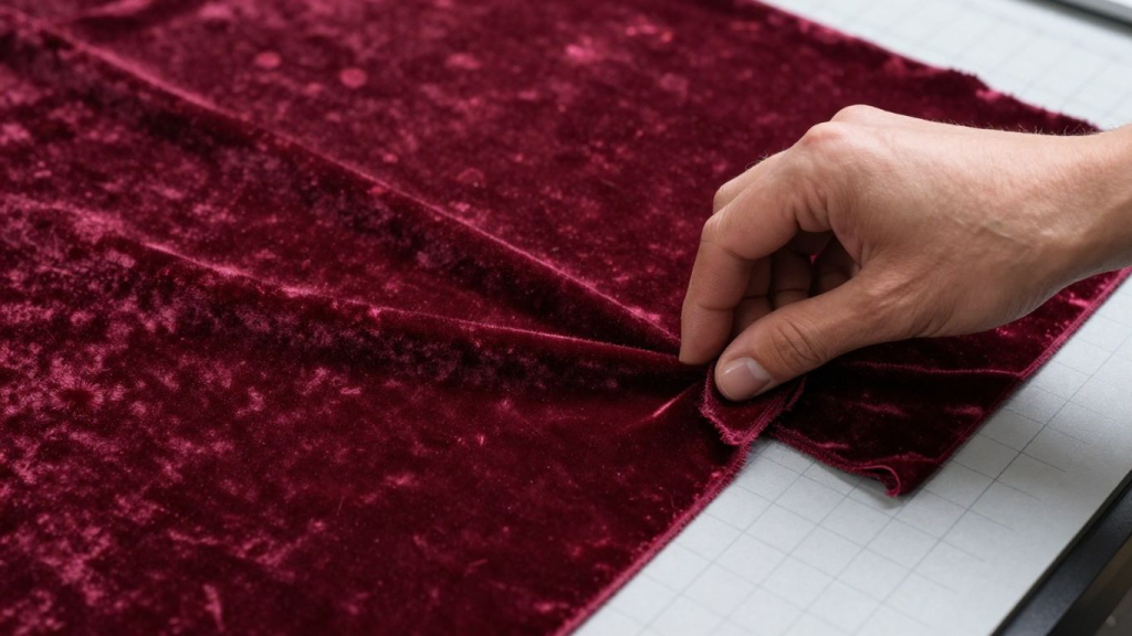 Preparing Velvet Before Cutting