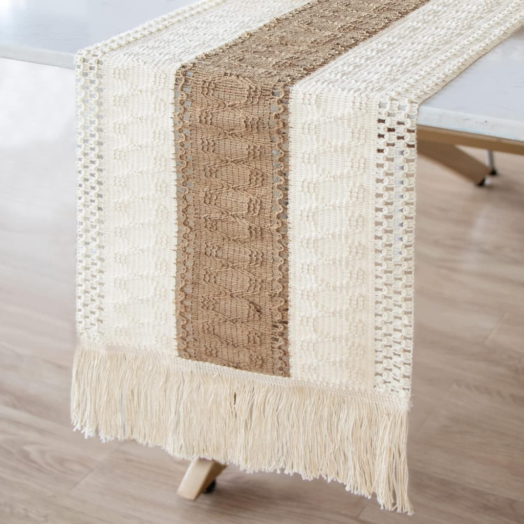 OurWarm 72 x 12 Inch Rustic Macrame Table Runner