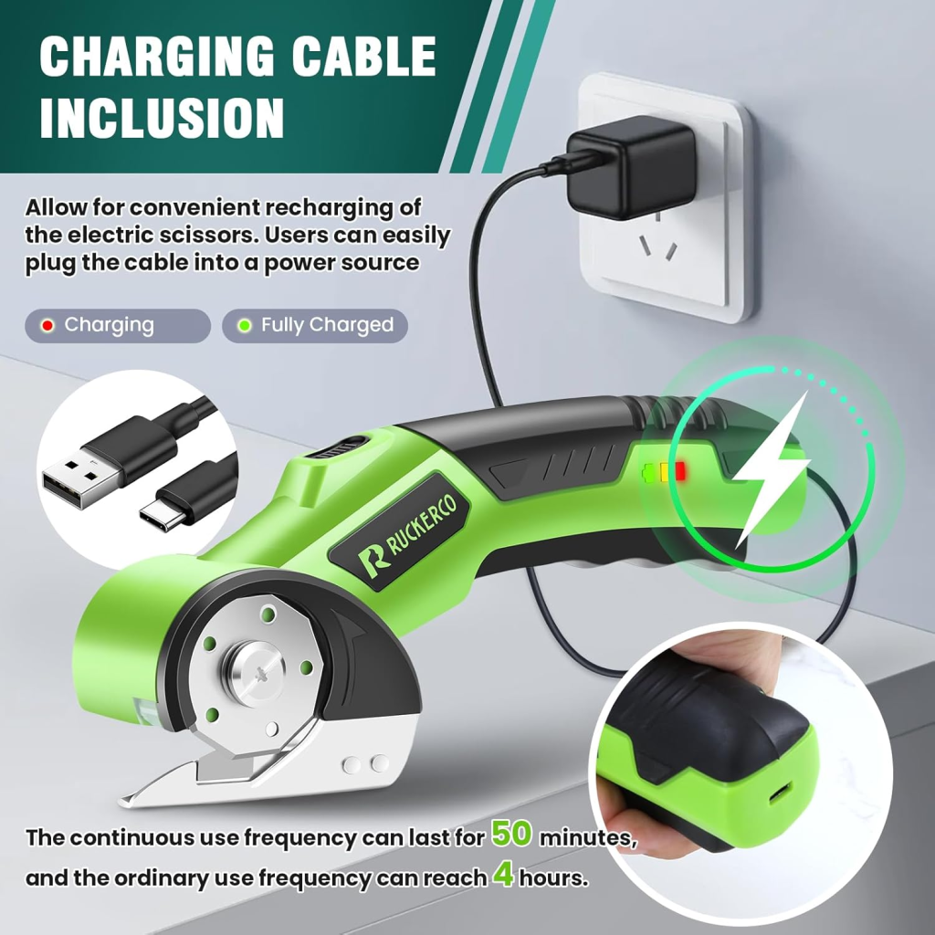 4V Cordless Electric Box Cutter with 2 Rotary Blades