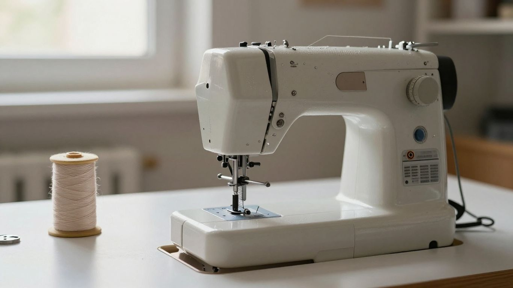 Full sewing machine on a table with a spool of thread beside it Bobbin Winding Parts & Setup Reference